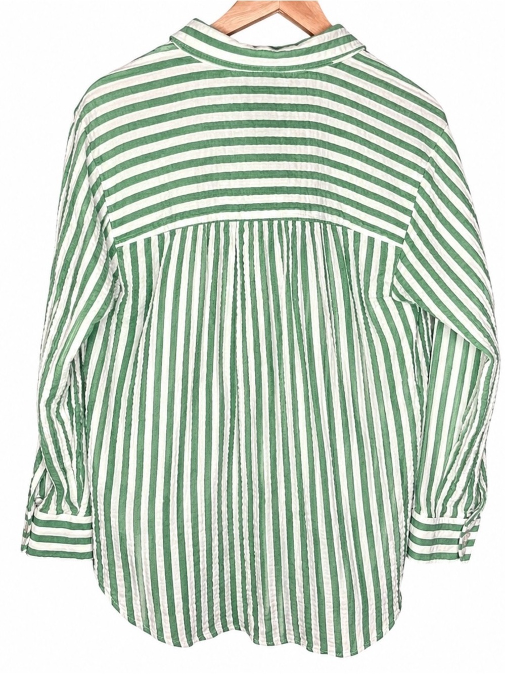 Pilcro Green and White Striped Button Down Shirt - Picture 15 of 15